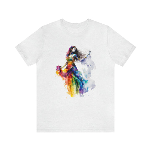 Rainbow Belly Dancer's Pose - Short Sleeve Tee Ash